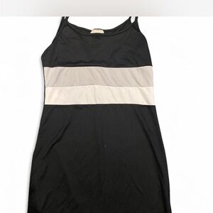 Vintage Black Dynamite with grey and white stripe mini dress in size M